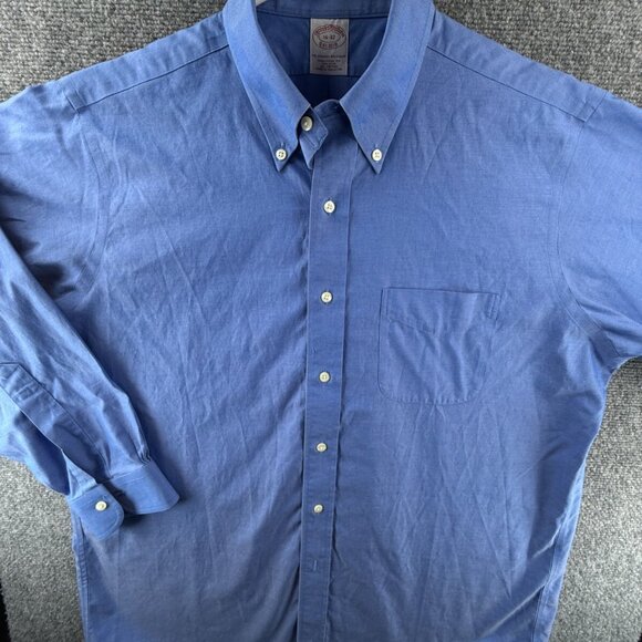 Brooks Brothers Button-Down Traditional 16 32 Cotton Blue Non-Iron Shirt Mens - Picture 2 of 13